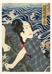Aktor Kawarazaki Gonjuro I jako Ukiyo Inosuke, późniejszy Danjuro VII, 1862 (drzeworyt)